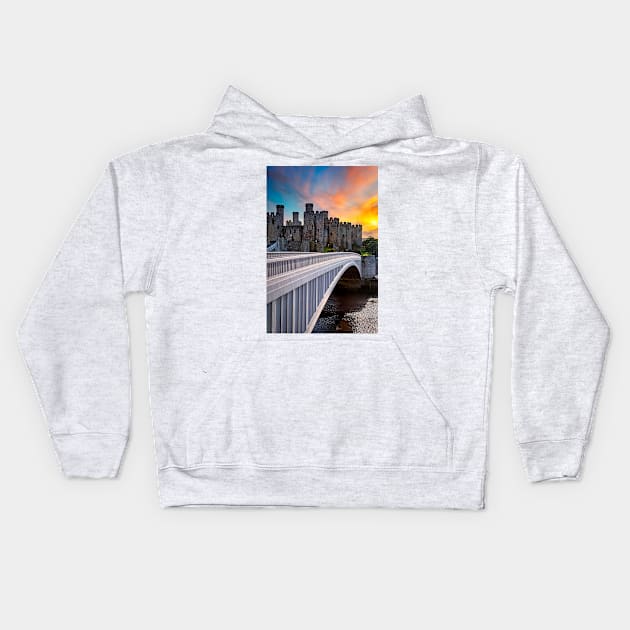 Conwy Castle Wales Kids Hoodie by Adrian Evans Photography